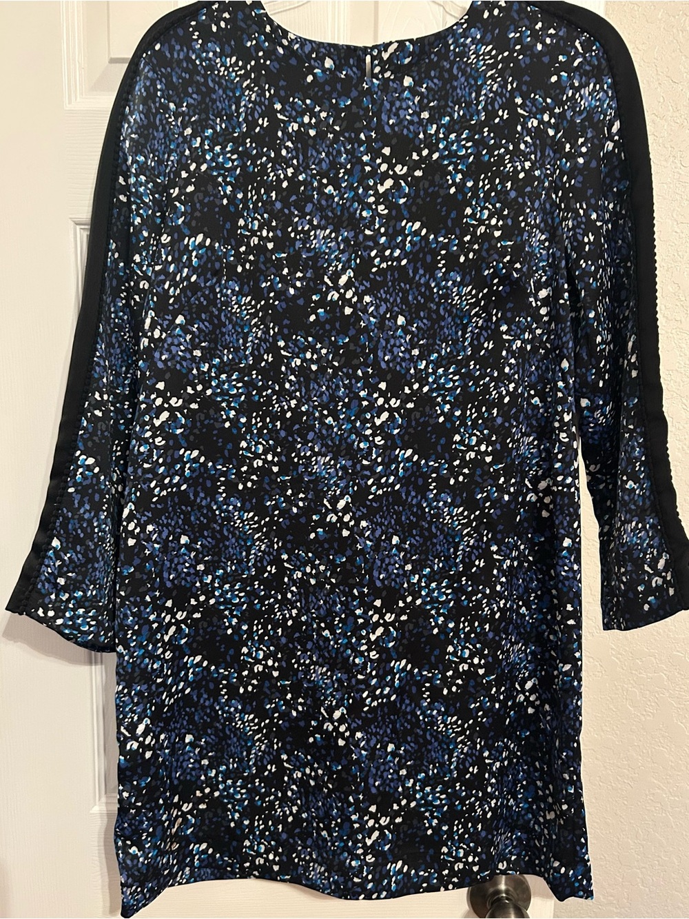 Banana Republic Black Dress with Blue and White Abstract Print